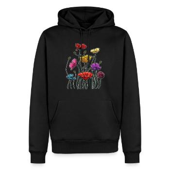 Jardinier Amateur de fleurs Fleuriste Bouquet de coquelicot - Sweat à capuche Premium bio Homme - noir - Devant - Nico (187cm)