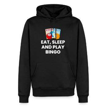 Eat Sleep And Play Bingo Shirt Geschenk - Männer Premium Bio Hoodie - Schwarz - Vorne - Nico (187cm)
