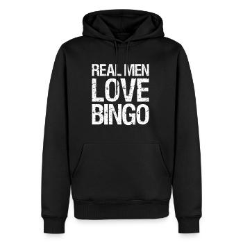 Real Men Love Bingo Shirt Geschenk - Männer Premium Bio Hoodie - Schwarz - Vorne - Nico (187cm)