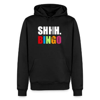 SHHH. Bingo Shirt Geschenk - Männer Premium Bio Hoodie - Schwarz - Vorne - Nico (187cm)