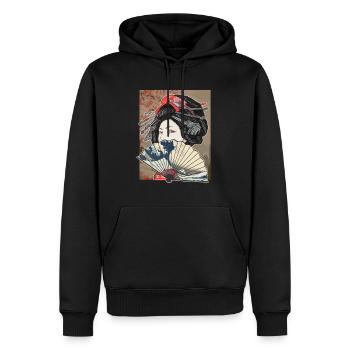 Vintage Kirschblüte Japan Japanisch Design Geisha - Männer Premium Bio Hoodie - Schwarz - Vorne - Nico (187cm)
