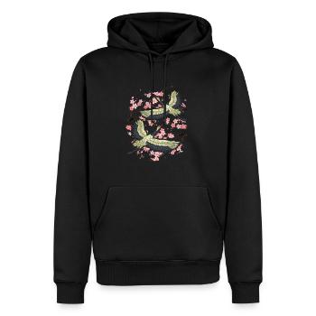 Cherry Blossom Japanese Art Bird Crane Japan Lover - Men’s Premium Organic Hoodie - black - Front - Nico (187cm)