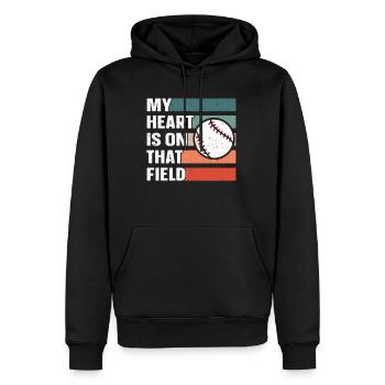 Mon cœur est sur ce terrain pour Baseball Mama Papa - Sweat à capuche Premium bio Homme - noir - Devant - Nico (187cm)