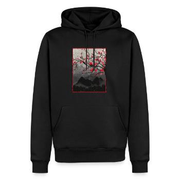 Vintage Cherry Blossom Japon Art japonais - Sweat à capuche Premium bio Homme - noir - Devant - Nico (187cm)