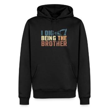 I Dig Being The Brother Shirt Excavator Driver Shirt - Men’s Premium Organic Hoodie - black - Front - Nico (187cm)