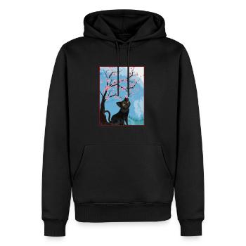 Amoureux des chats Cerisier en fleurs du Japon Cerisier - Sweat à capuche Premium bio Homme - noir - Devant - Nico (187cm)