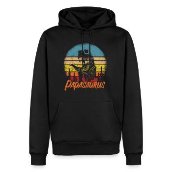 Papasaurus Dinosaurier Papa Saurus Vatertags Gesch - Männer Premium Bio Hoodie - Schwarz - Vorne - Nico (187cm)