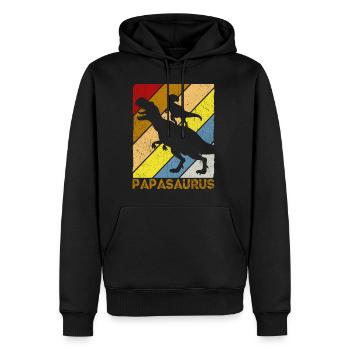 Papasaurus Dinosaurier Papa Saurus Vatertags Gesch - Männer Premium Bio Hoodie - Schwarz - Vorne - Nico (187cm)