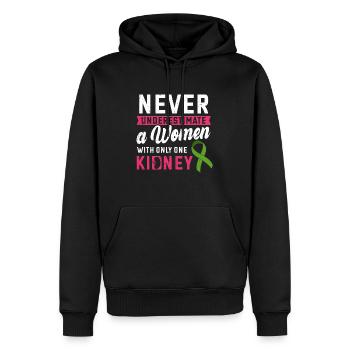 Unterschätze Niemals Eine Frau Mit Nur Einer Niere - Männer Premium Bio Hoodie - Schwarz - Vorne - Nico (187cm)