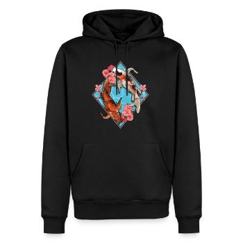 Kirschblüte Japan Koin Karpfen Fisch Koifisch - Männer Premium Bio Hoodie - Schwarz - Vorne - Nico (187cm)