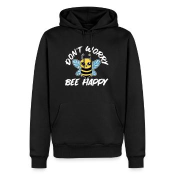 Ne vous inquiétez pas Bee Happy 28 - Sweat à capuche Premium bio Homme - noir - Devant - Nico (187cm)