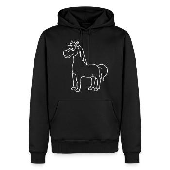 Pferd Comic Tier - Männer Premium Bio Hoodie - Schwarz - Vorne - Nico (187cm)