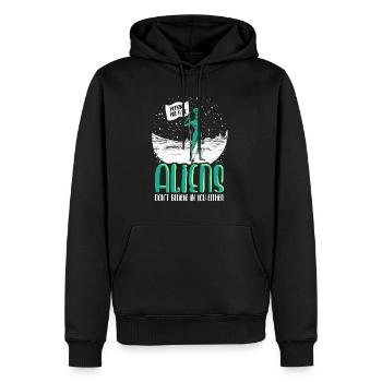 Alien Lustige Außerirdische UFO Galaxie Weltall - Männer Premium Bio Hoodie - Schwarz - Vorne - Nico (187cm)