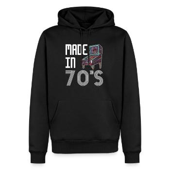 Made In 70s Pinball Shirt Flipperautomat - Männer Premium Bio Hoodie - Schwarz - Vorne - Nico (187cm)