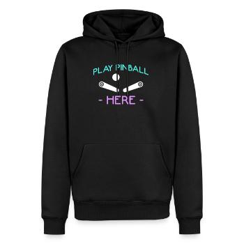 Play Pinball Here Shirt Flipperautomat - Männer Premium Bio Hoodie - Schwarz - Vorne - Nico (187cm)