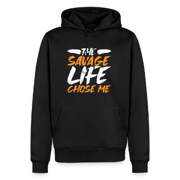 La vie sauvage m’a choisi 8 - Sweat à capuche Premium bio Homme - noir - Devant - Nico (187cm)