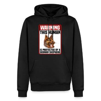 This Human Is Protected By A German Shepherd 4 - Männer Premium Bio Hoodie - Schwarz - Vorne - Nico (187cm)