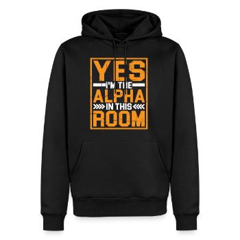 Oui, je suis l’alpha dans cette pièce 12 - Sweat à capuche Premium bio Homme - noir - Devant - Nico (187cm)