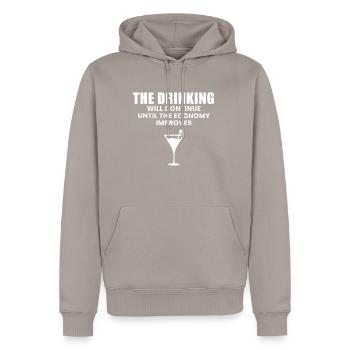 La consommation d’alcool se poursuivra jusqu’à ce que l’économie... - Sweat à capuche Premium bio Homme - taupe - Devant - Nico (187cm)