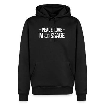 Peace Love Massage Shirt Geschenk - Männer Premium Bio Hoodie - Schwarz - Vorne - Nico (187cm)