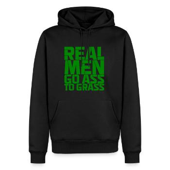 Real Men Go Ass To Grass - Männer Premium Bio Hoodie - Schwarz - Vorne - Nico (187cm)