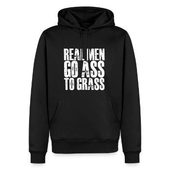 Real Men Go Ass To Grass 2 - Männer Premium Bio Hoodie - Schwarz - Vorne - Nico (187cm)