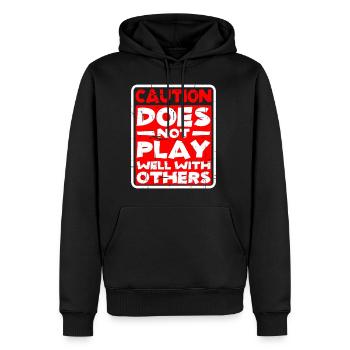 Attention, ne joue pas bien avec les autres 30 - Sweat à capuche Premium bio Homme - noir - Devant - Nico (187cm)