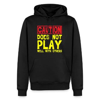 Caution, Does Not Play Well With Others 32 - Männer Premium Bio Hoodie - Schwarz - Vorne - Nico (187cm)