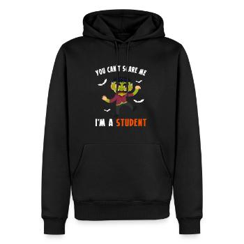 Tu ne peux pas me faire peur je suis un étudiant - Sweat à capuche Premium bio Homme - noir - Devant - Nico (187cm)
