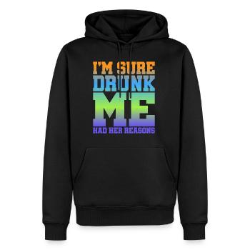 Je suis sûr que Drunk Me avait ses raisons 11 - Sweat à capuche Premium bio Homme - noir - Devant - Nico (187cm)