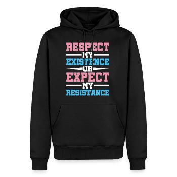 Respectez mon existence ou attendez-vous à ma résistance 12 - Sweat à capuche Premium bio Homme - noir - Devant - Nico (187cm)