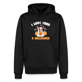 I Love Dogs & Halloween Shirt Geschenk - Männer Premium Bio Hoodie - Schwarz - Vorne - Nico (187cm)