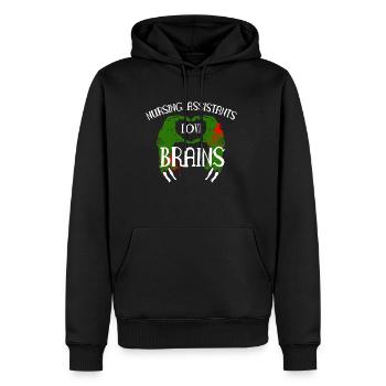 Nursing Assistants Love Brains Shirt - Männer Premium Bio Hoodie - Schwarz - Vorne - Nico (187cm)