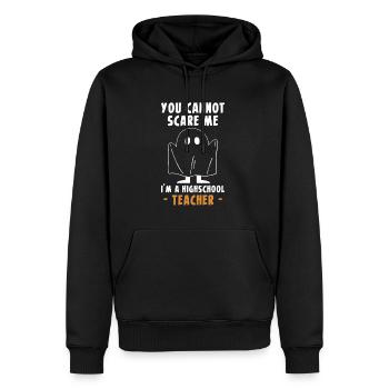 Tu ne peux pas me faire peur je suis un professeur de lycée - Sweat à capuche Premium bio Homme - noir - Devant - Nico (187cm)