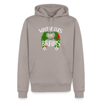 Waitresses Love Brains Shirt - Männer Premium Bio Hoodie - Taupe - Vorne - Nico (187cm)