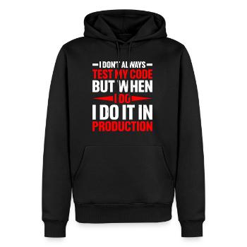 But when I do I do it in production 2 - Men’s Premium Organic Hoodie - black - Front - Nico (187cm)