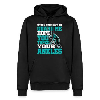 J’espère que vous avez scotché vos chevilles 2 - Sweat à capuche Premium bio Homme - noir - Devant - Nico (187cm)