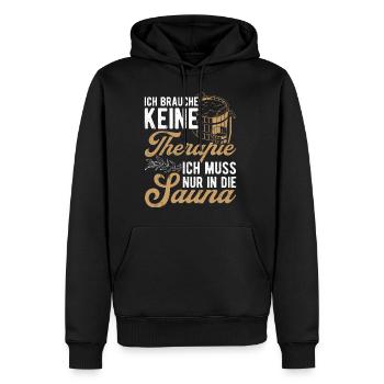 Sauna Wellness Saunagänger Finnische Sauna Spruch - Männer Premium Bio Hoodie - Schwarz - Vorne - Nico (187cm)