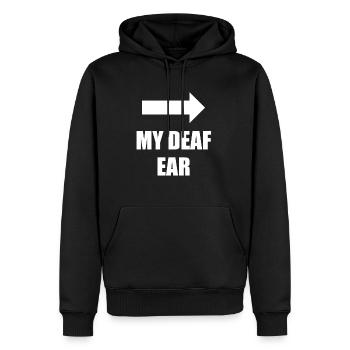 My Deaf Ear Mein Taubes Ohr Shirt - Männer Premium Bio Hoodie - Schwarz - Vorne - Nico (187cm)