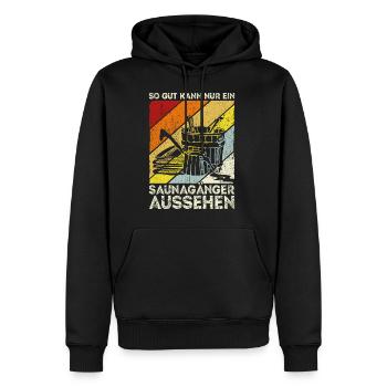 Sauna Wellness Saunagänger Finnische Sauna Spruch - Männer Premium Bio Hoodie - Schwarz - Vorne - Nico (187cm)