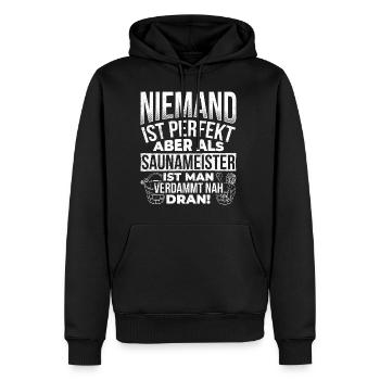 Saunameister - Geschenk Sauna Spruch Saunieren - Männer Premium Bio Hoodie - Schwarz - Vorne - Nico (187cm)