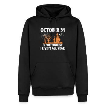 Octobre 31 est pour touriste je le vis toute l’année - Sweat à capuche Premium bio Homme - noir - Devant - Nico (187cm)