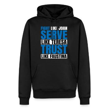 Fight Like Joan Serve Like Teresa 2 - Männer Premium Bio Hoodie - Schwarz - Vorne - Nico (187cm)
