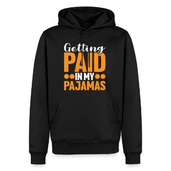 Être payé en pyjama - Sweat à capuche Premium bio Homme - noir - Devant - Nico (187cm)