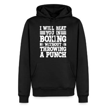 Vous battra en boxe sans lancer un coup de poing 2 - Sweat à capuche Premium bio Homme - noir - Devant - Nico (187cm)