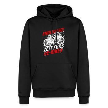 Endlich 60 - Zeit fürs E-Bike, Fahrrad Geburtstag - Männer Premium Bio Hoodie - Schwarz - Vorne - Nico (187cm)