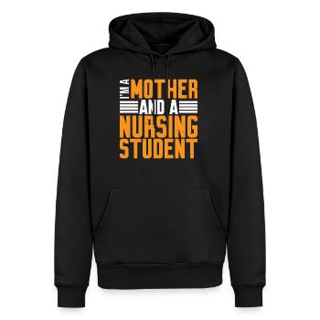 Je suis une mère et une étudiante en soins infirmiers 2 - Sweat à capuche Premium bio Homme - noir - Devant - Nico (187cm)