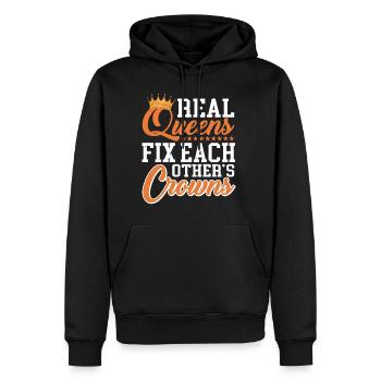 Real Queens Fix Each Other's Crowns - Men’s Premium Organic Hoodie - black - Front - Nico (187cm)
