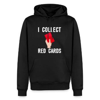 Je collectionne les cartons rouges - Sweat à capuche Premium bio Homme - noir - Devant - Nico (187cm)