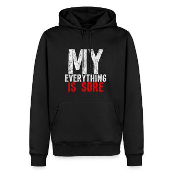 Tout est douloureux 2 - Sweat à capuche Premium bio Homme - noir - Devant - Nico (187cm)